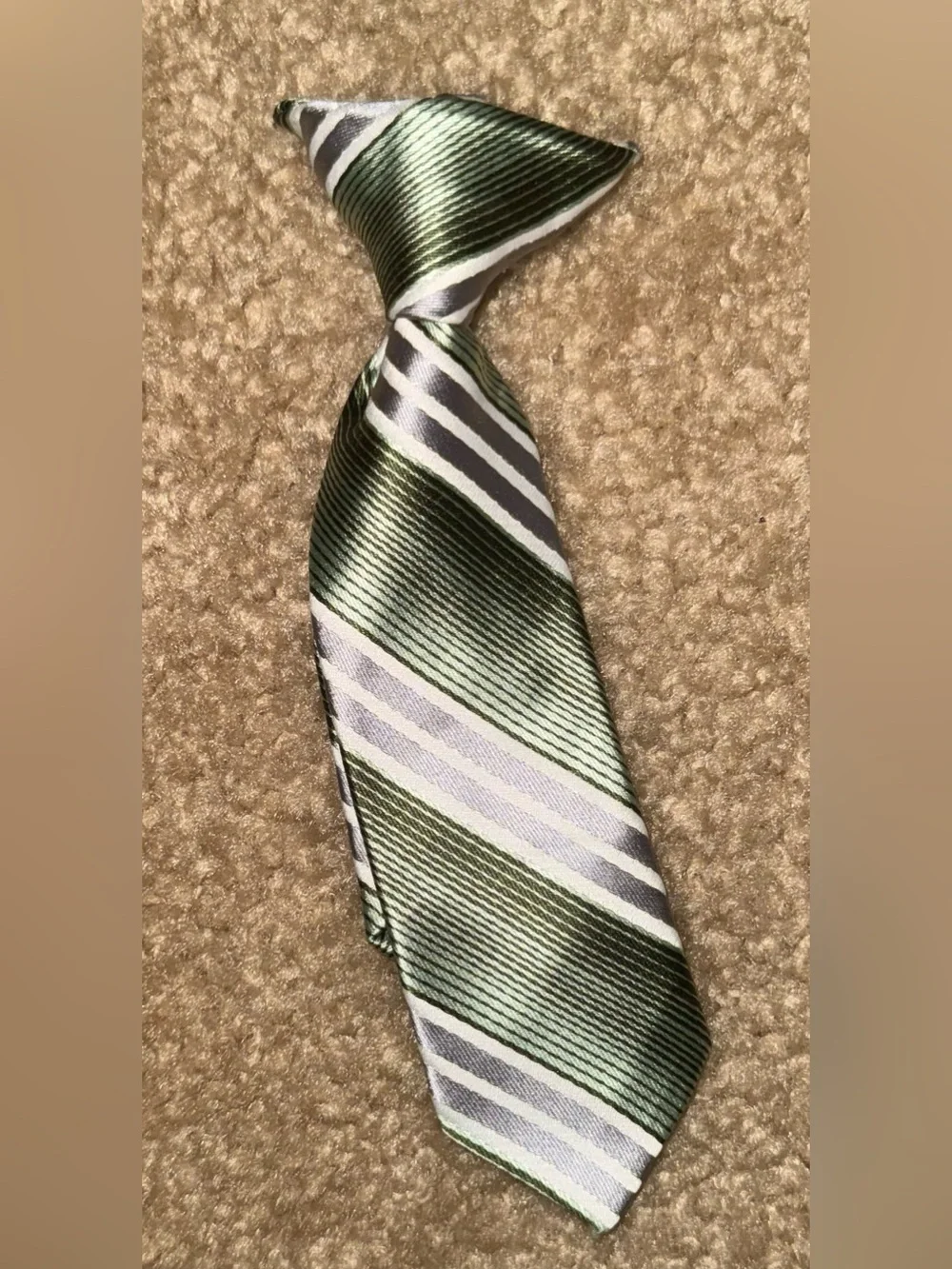 Children's Green Striped Tie - Youth Dress Accessory